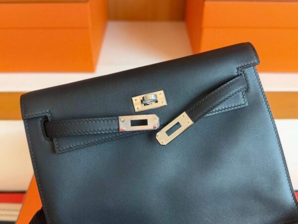 H Factory Bags Kelly Dance Swift Leather CK89 Black Silver Hardware 22cm Full Handmade