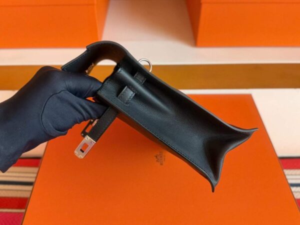 H Factory Bags Kelly Dance Swift Leather CK89 Black Silver Hardware 22cm Full Handmade