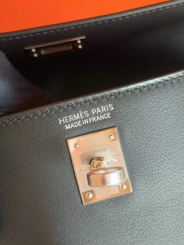 H Factory Bags Kelly Dance Swift Leather CK89 Black Silver Hardware 22cm Full Handmade