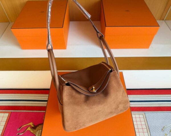 H Factory Bags Lindy Sudue & Swift Leather Golden Brown Gold Hardware 26cm Full Handmade