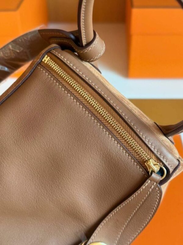 H Factory Bags Lindy Sudue & Swift Leather Golden Brown Gold Hardware 26cm Full Handmade