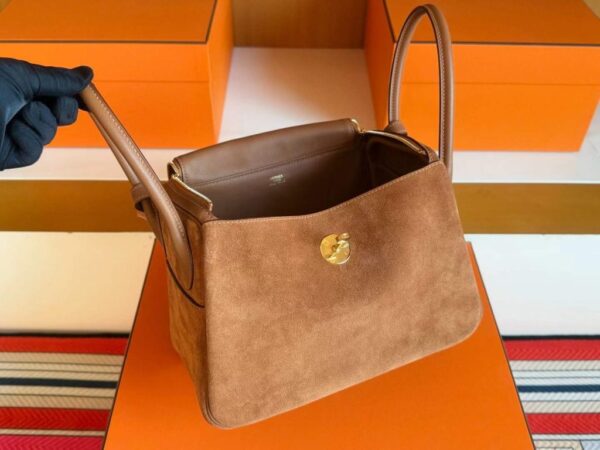 H Factory Bags Lindy Sudue & Swift Leather Golden Brown Gold Hardware 26cm Full Handmade