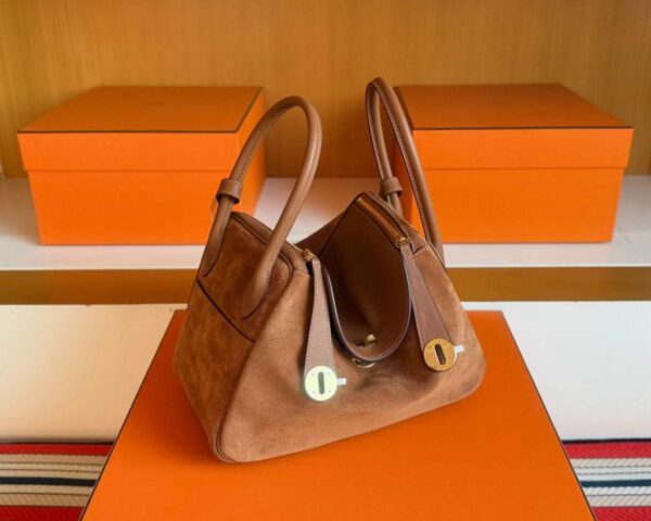 H Factory Bags Lindy Sudue & Swift Leather Golden Brown Gold Hardware 26cm Full Handmade