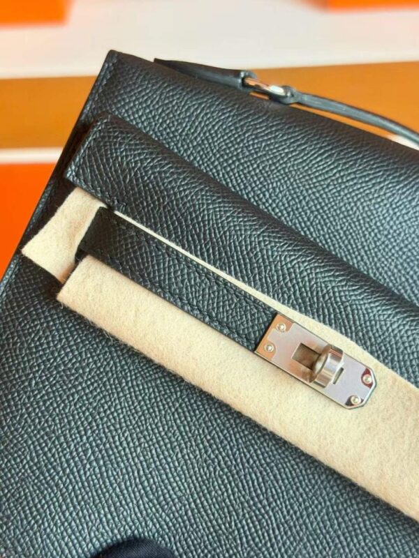 H Factory Bags Kelly Desordre Epsom CK89 Black Silver Hardware 20cm Full Handmade