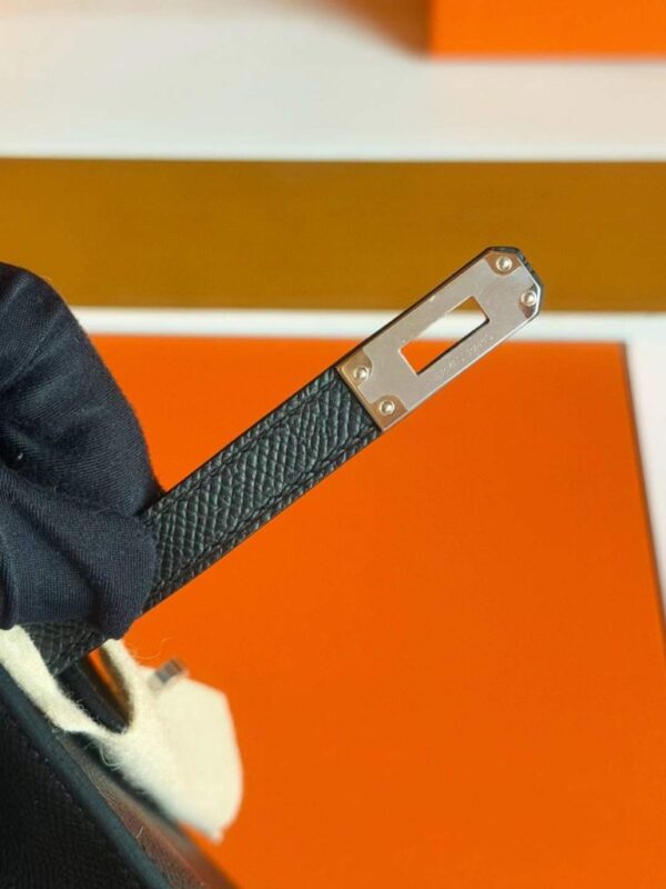 H Factory Bags Kelly Desordre Epsom CK89 Black Silver Hardware 20cm Full Handmade