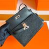 H Factory Bags Kelly Desordre Epsom CK89 Black Silver Hardware 20cm Full Handmade