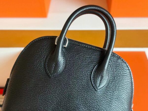 H Factory Bags Mini Bolide Chever Leather CK89 Black Silver Hardware 18cm Full Handmade