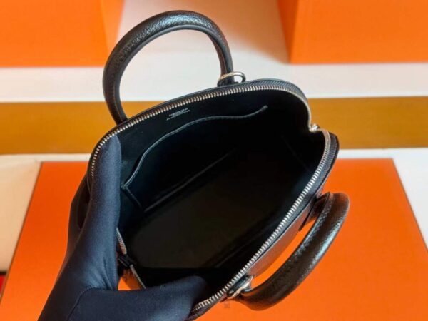 H Factory Bags Mini Bolide Chever Leather CK89 Black Silver Hardware 18cm Full Handmade