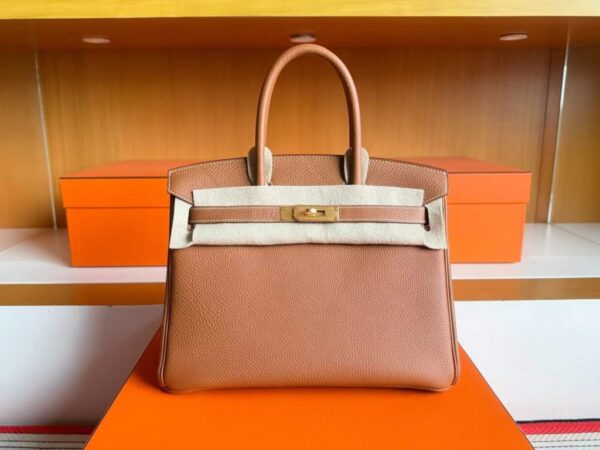 H Factory Bags Birkin Togo Leather Golden Brown Gold Hardware 30cm Full Handmade