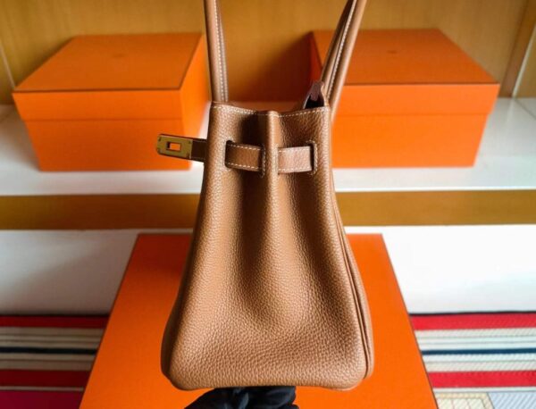 H Factory Bags Birkin Togo Leather Golden Brown Gold Hardware 30cm Full Handmade