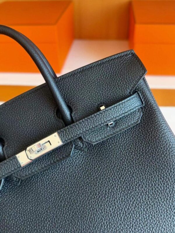 H Factory Bags Birkin Togo Leather CK89 Black Silver Hardware 25cm Full Handmade