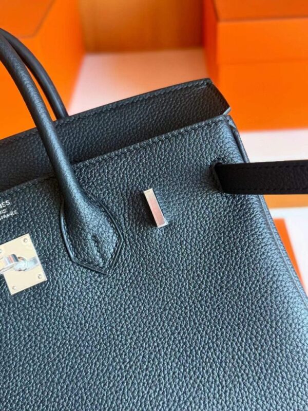 H Factory Bags Birkin Togo Leather CK89 Black Silver Hardware 25cm Full Handmade