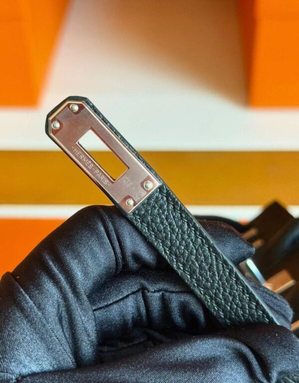 H Factory Bags Birkin Togo Leather CK89 Black Silver Hardware 25cm Full Handmade