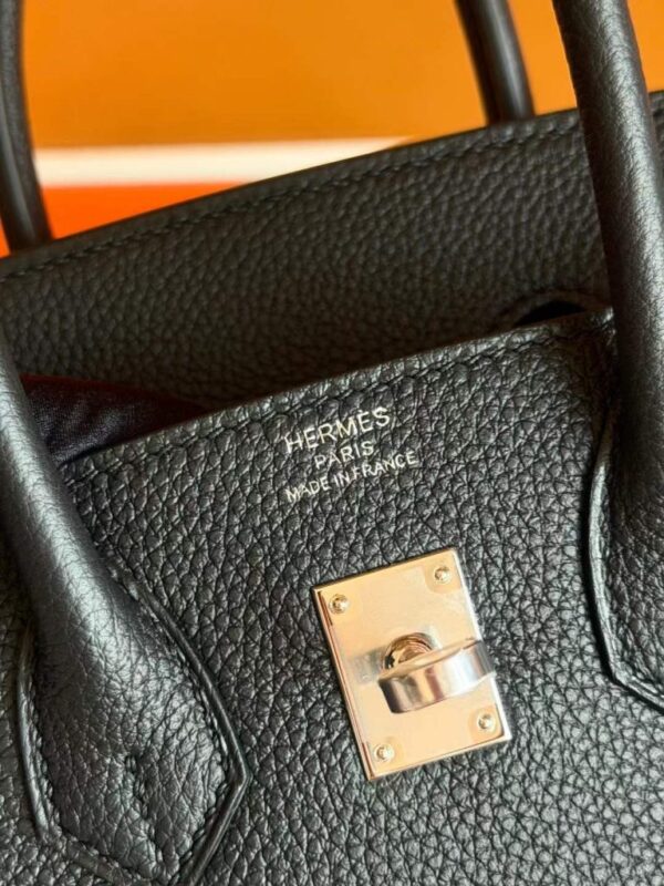H Factory Bags Birkin Togo Leather CK89 Black Silver Hardware 25cm Full Handmade