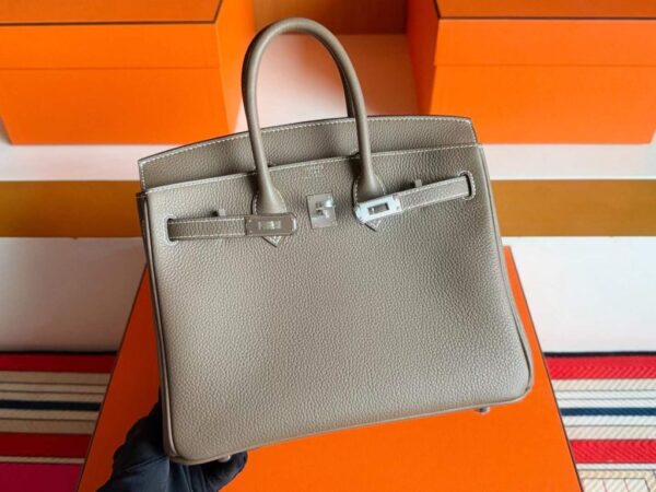 H Factory Bags Birkin Togo Leather CK18 Etoupe Grey Silver Hardware 25cm Full Handmade