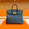 H Factory Bags Birkin Chever Leather CK89 Black Gold Hardware 25cm Full Handmade