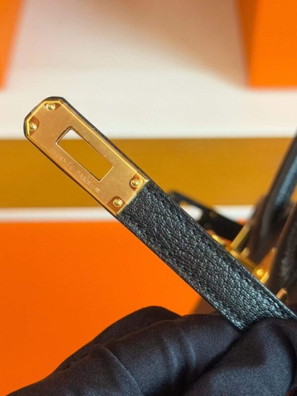 H Factory Bags Birkin Chever Leather CK89 Black Gold Hardware 25cm Full Handmade