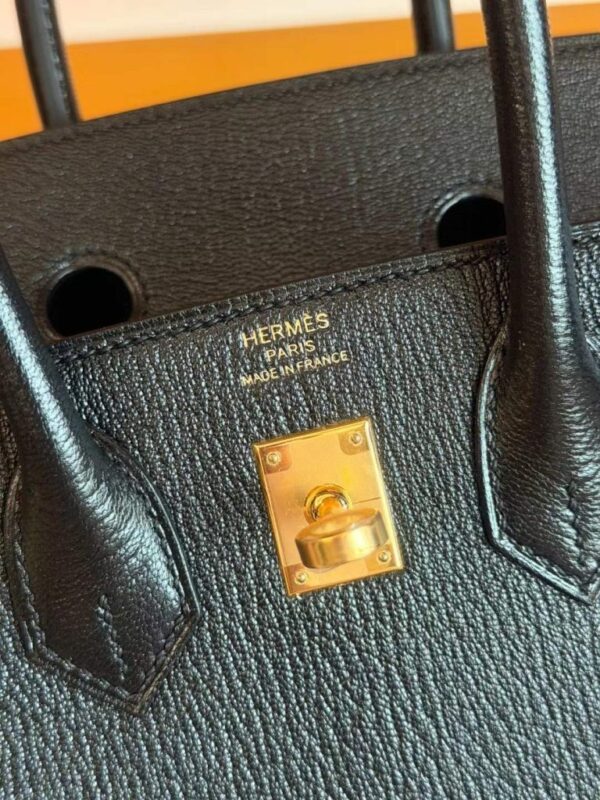 H Factory Bags Birkin Chever Leather CK89 Black Gold Hardware 25cm Full Handmade