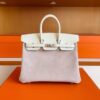 H Factory Bags Birkin Swift & Sudue Leather Cream White & Taro Pink Silver Hardware 25cm Full Handmade