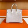 H Factory Bags Birkin Swift & Sudue Leather Cream White & Taro Pink Silver Hardware 25cm Full Handmade