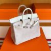 H Factory Bags Birkin Swift & Sudue Leather Cream White & Taro Pink Silver Hardware 25cm Full Handmade