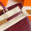 H Factory Bags Birkin Matte Porosus Crocodile Bordeaux Red Gold Hardware 25cm Full Handmade