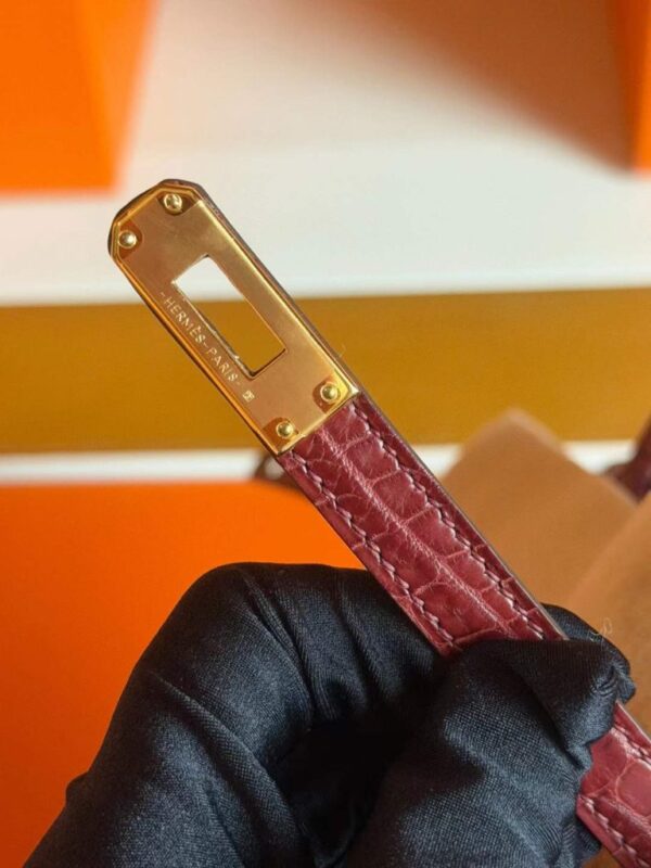 H Factory Bags Birkin Matte Porosus Crocodile Bordeaux Red Gold Hardware 25cm Full Handmade