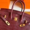 H Factory Bags Birkin Matte Porosus Crocodile Bordeaux Red Gold Hardware 25cm Full Handmade