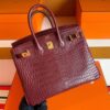 H Factory Bags Birkin Matte Porosus Crocodile Bordeaux Red Gold Hardware 25cm Full Handmade