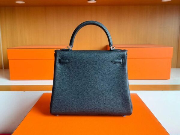 H Factory Bags Kelly Togo Leather CK89 Black Silver Hardware 25cm Full Handmade