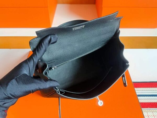 H Factory Bags Kelly Togo Leather CK89 Black Silver Hardware 25cm Full Handmade