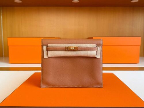 H Factory Bags Kelly Dance Evercolor Leather Golden Brown Gold Hardware 22cm Full Handmade
