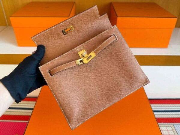 H Factory Bags Kelly Dance Evercolor Leather Golden Brown Gold Hardware 22cm Full Handmade