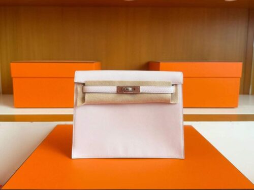 H Factory Bags Kelly Dance Swift Leather Light Purple Pink Silver Hardware 22cm Full Handmade