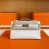 H Factory Bags Mini Kelly Pochette Swift Leather Cream White Silver Hardware 22cm Full Handmade