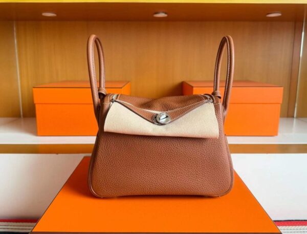 H Factory Bags Lindy TC Leather Golden Brown Silver Hardware 26cm Full Handmade