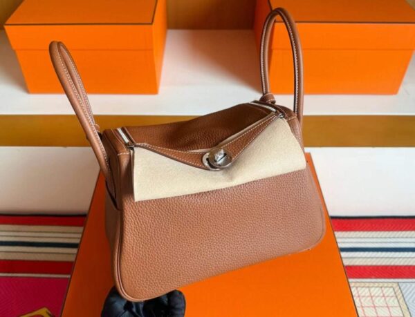 H Factory Bags Lindy TC Leather Golden Brown Silver Hardware 26cm Full Handmade