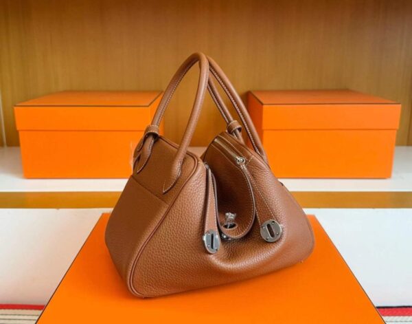 H Factory Bags Lindy TC Leather Golden Brown Silver Hardware 26cm Full Handmade