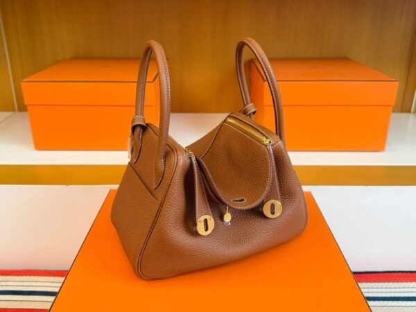 H Factory Bags Lindy TC Leather Golden Brown Gold Hardware 26cm Full Handmade