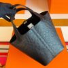 H Factory Bags Picotin Ostrich Leather CK89 Black Silver Hardware 18cm Full Handmade