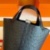 H Factory Bags Picotin Ostrich Leather CK89 Black Silver Hardware 18cm Full Handmade