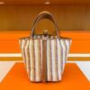 H Factory Bags Picotin Swift Leather & Canvas Colorful Silver Hardware 18cm Full Handmade