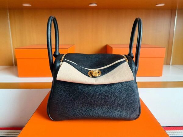 H Factory Bags Lindy TC Leather CK89 Black Gold Hardware 26cm Full Handmade