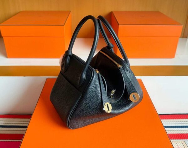 H Factory Bags Lindy TC Leather CK89 Black Gold Hardware 26cm Full Handmade