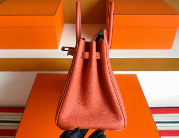 H Factory Bags Birkin Togo Leather Bright Orange Gold Hardware 25cm Full Handmade