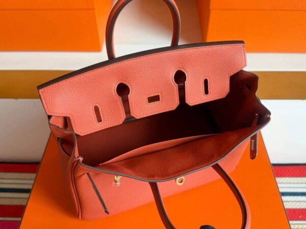 H Factory Bags Birkin Togo Leather Bright Orange Gold Hardware 25cm Full Handmade