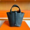 H Factory Bags Picotin Togo Leather CK89 Black Silver Hardware 18cm Full Handmade