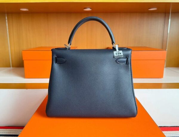 H Factory Bags Kelly Togo Leather CK89 Black Silver Hardware 28cm Full Handmade
