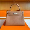H Factory Bags Kelly Togo Leather Golden Brown Silver Hardware 28cm Full Handmade
