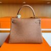 H Factory Bags Kelly Togo Leather Golden Brown Silver Hardware 28cm Full Handmade